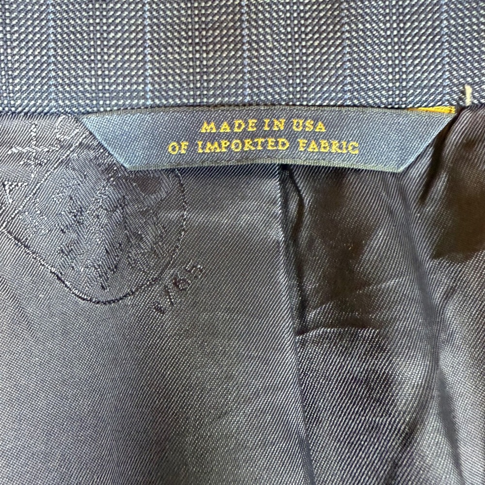 Brooks Brothers 1818 Madison Saxon Wool Blazer 42S Blue Micro‎ Check Sport Coat - Picture 6 of 10